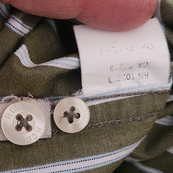 Hollister Men's Cotton Stiped Button Down Shirt SZ XL Green/White EUC - Picture 16 of 16